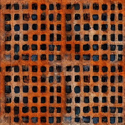 Prompt: large squares of different colors, rust texture, detailed