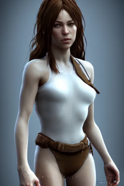 Image similar to fotorealistic 16K render cgsociety of April the female character from videogame The Longest Journey photorealism full body white ambient!