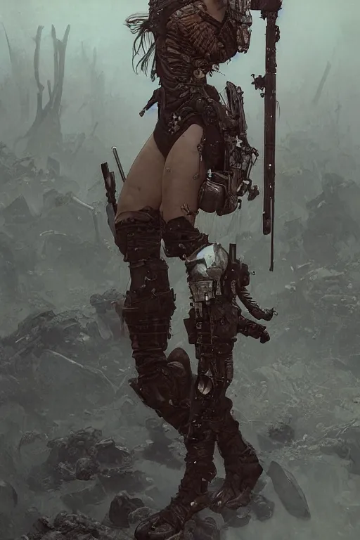 Image similar to a full body portrait of a beautiful post apocalyptic offworld nordic bounty hunter dancing reposed by the magma pits, intricate, elegant, highly detailed, digital painting, artstation, concept art, smooth, sharp focus, illustration, art by krenz cushart and artem demura and alphonse mucha