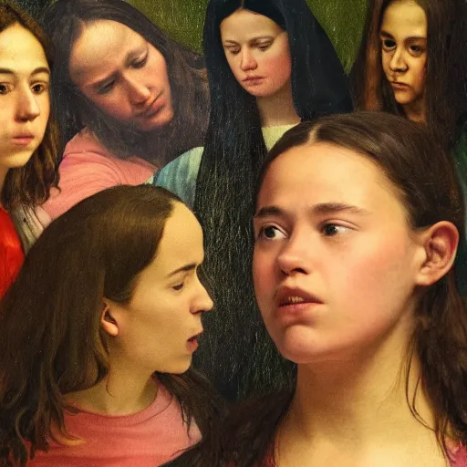 Image similar to olivia rodrigo, renaissance painting