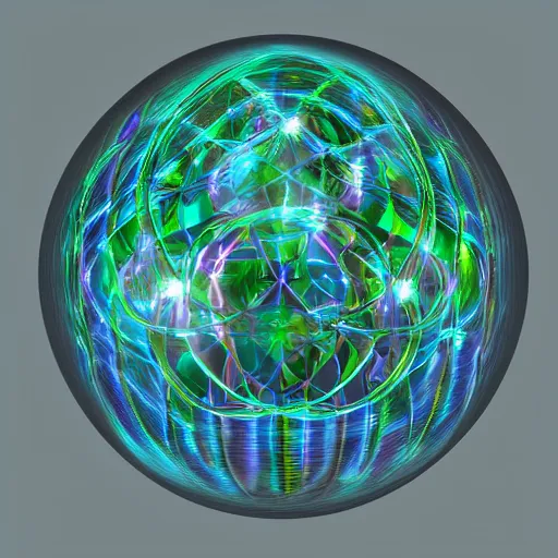 Image similar to psychonautist in a crystal sphere, digital painting, award winning, volumetric lighting