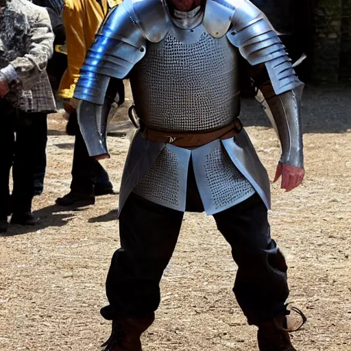 Prompt: walter white dresses like a knight from game of thrones