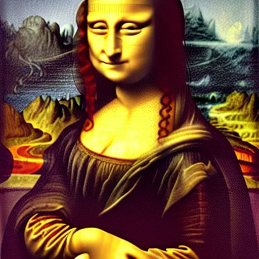 Image similar to mona lisa fused with a cat