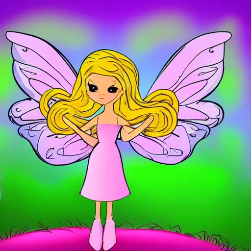 Image similar to beautiful fairy with wings, cartoon style