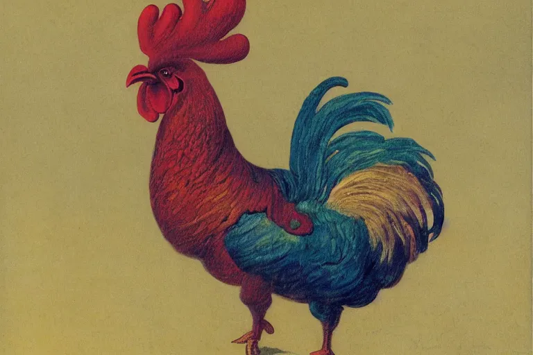 Image similar to illustration of a rooster, by karl wilhelm de hamilton, sharp focus, lively colors, portrait