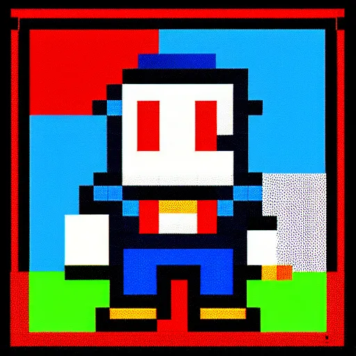 Image similar to pixelated hero, 1 2 8 bit, 1 0 0 0 x 1 0 0 0 pixel art, nintendo game, pixelart, high quality, no blur, sharp geometrical squares