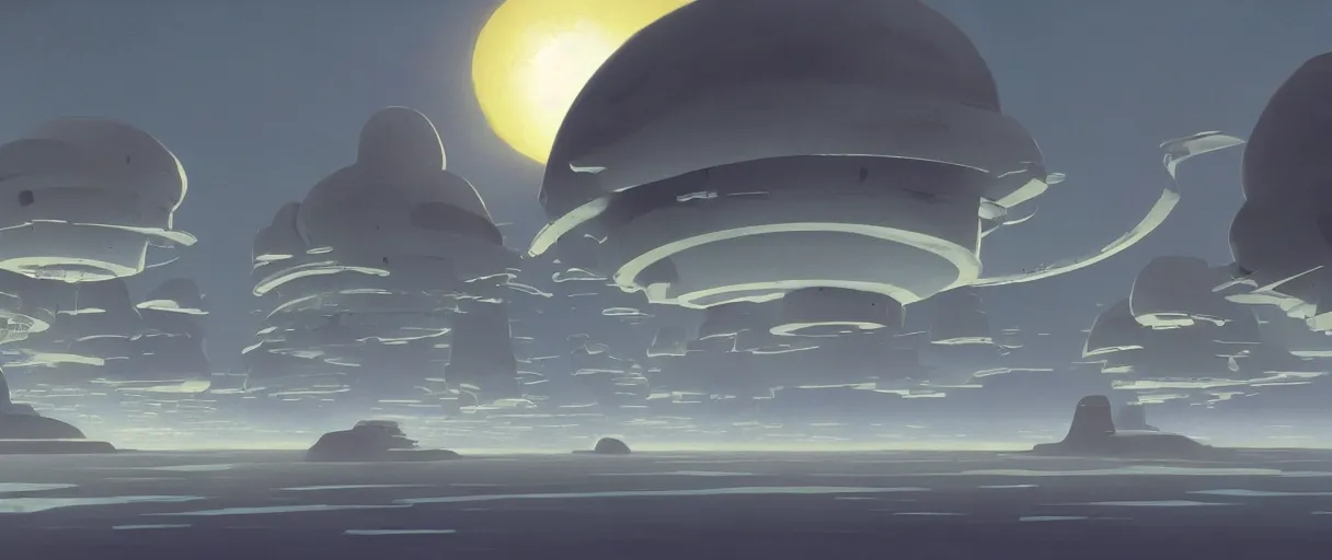 Prompt: floating islands in sky, concept art, low angle, cinematic, style of ralph mcquarrie