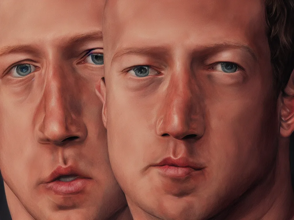 Prompt: mark zuckerberg close up portrait photo, digital art, art by jessica oyhenart