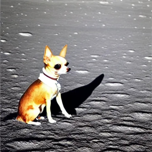 Prompt: chihuahua on the moon