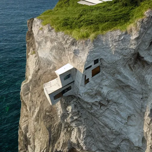 Prompt: house built on the side of a cliff, award winning photo