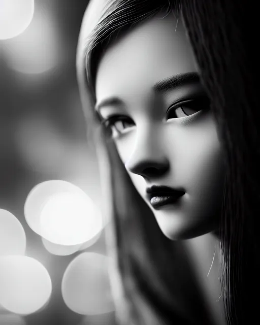 Image similar to black and white dreamy young beautiful female artificial intelligence, cinematic, rim light, bokeh, photo - realistic, elegant, high detail, 8 k, masterpiece, photo taken in 1 9 3 0