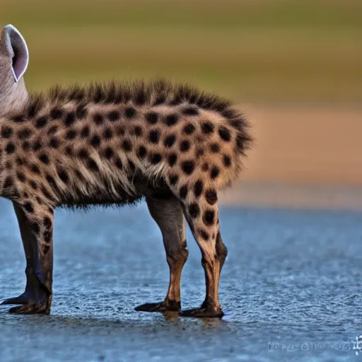 Prompt: photo of a hyena goose hybrid