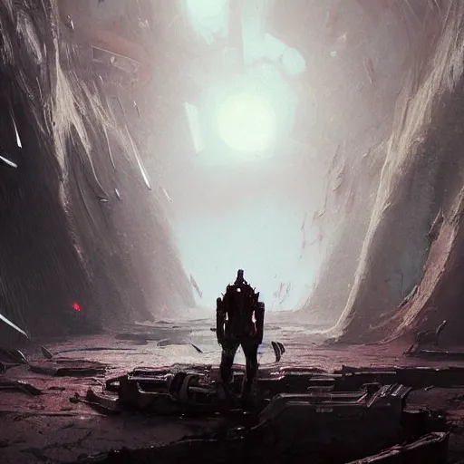 Image similar to scifi art by Greg Rutkowski, a person infected with a kind of reddish silt that is sprouting from all over his body, violent and vicious appearance, claustrophobic science fiction setting inside a desolate space colony, detailed and intricate environment, high technology, digital painting, artstation, concept art, smooth, sharp foccus ilustration, Artstation HQ.