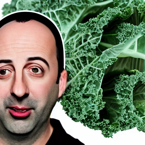 Image similar to tony hale double exposure head of kale