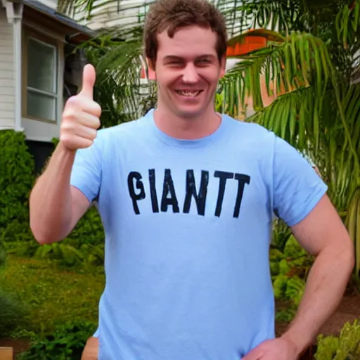 Image similar to giant thumbs up with a mean grin on palm