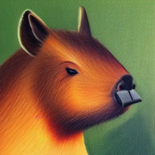 Prompt: capybara king profile pic oil painting