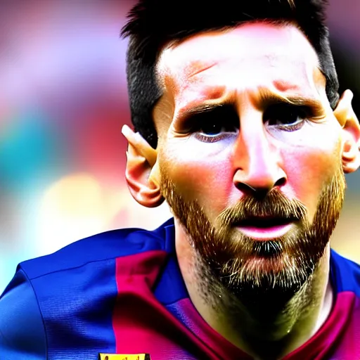 Image similar to up-close detailed portrait of Lionel Messi, 4k, highly detailed