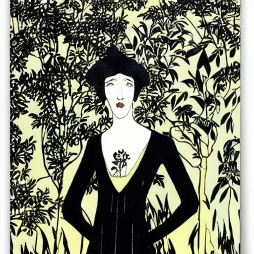 Prompt: a portrait of a character in a scenic environment by aubrey beardsley