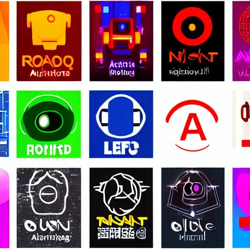 Image similar to artificial intelligence logo, in the middle is a portrait of the robot wall - e in the style of cyberpunk highly detailed colorful image, sharp focus, bright colors