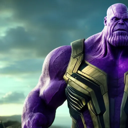 Prompt: thanos in a scene from the movie avengers, a colorized photo by michelangelo, trending on cg society, antipodeans, # vfxfriday, 8 k resolution, uhd image