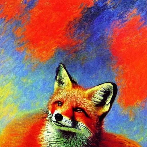 Prompt: a red fox in space painted by monet