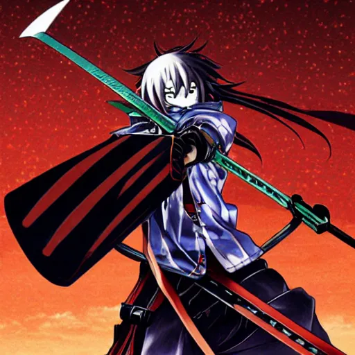 anime drifters man large samurai sword night under, Stable Diffusion