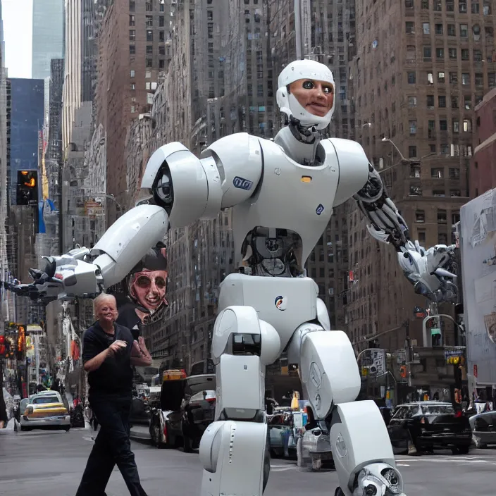 Prompt: Gigantic Joe Biden Robot Cyborg!, Attacking NYC