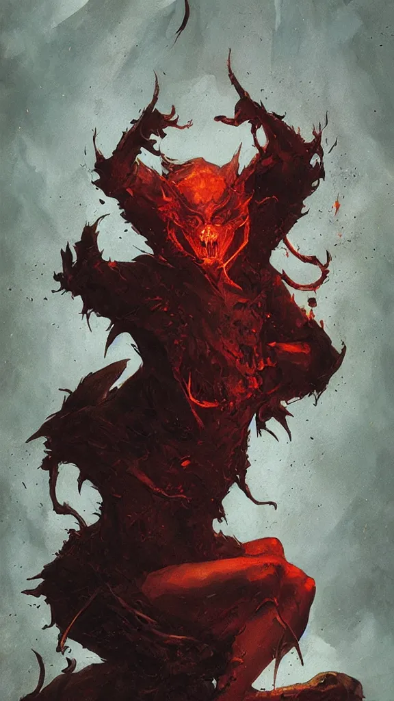 Image similar to the devil tarot card by greg rutkowski,