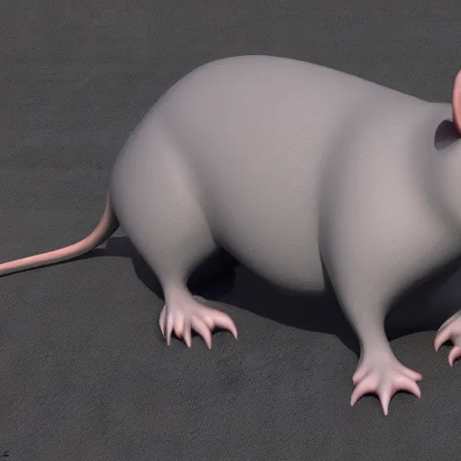 Image similar to huge armless rat, 3d render