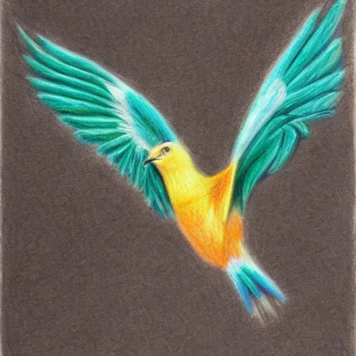 Prompt: a color pencil drawing of a bird by natalia rojas, pastel color, wingspan, high quality, artstation, 4 k