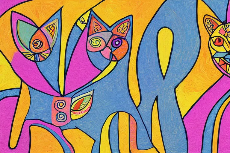 Image similar to beautiful art illustration of cat by laurel burch