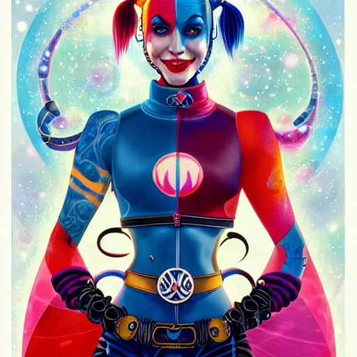 Image similar to harley quinn as a cosmic fractal, pixar style, by tristan eaton stanley artgerm and tom bagshaw.