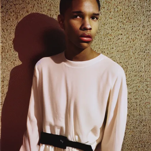 Image similar to realistic! photoshoot for a new balenciaga lookbook, color film photography, portrait of a beautiful woman, photo in style of tyler mitchell, 35mm