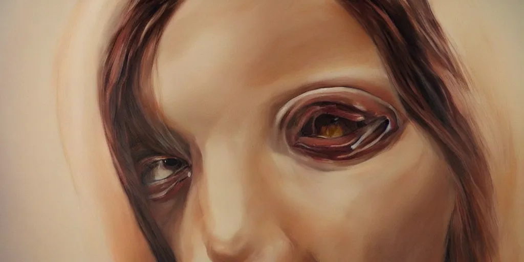 Image similar to beautiful cyclops woman, painting, hyper-realistic