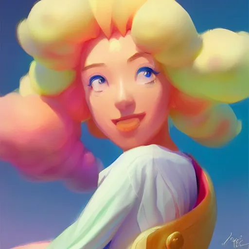 Image similar to painted portrait of princess peach, fantastically pastel colors, octane render, matte painting concept art, official fanart behance hd artstation by jesper elsing, by rhads and makoto shinkai and lois van baarle and ilya kuvshinov and rossdraws