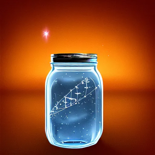 Image similar to the universe in a mason jar, 8 k, hyper realistic, high quality,