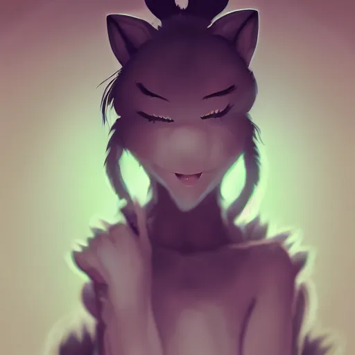 Prompt: cute furry girl with four arms, big fluffy ears, white fur and dark skin, dramatic lighting, cinematic, artstation, anime style