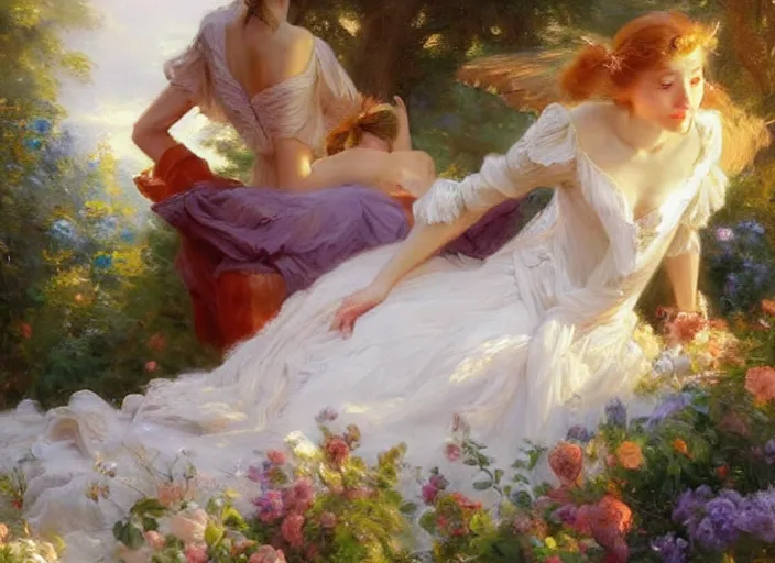 Prompt: time travel by vladimir volegov and alexander averin and pierre auguste cot and delphin enjolras and peder mørk mønsted