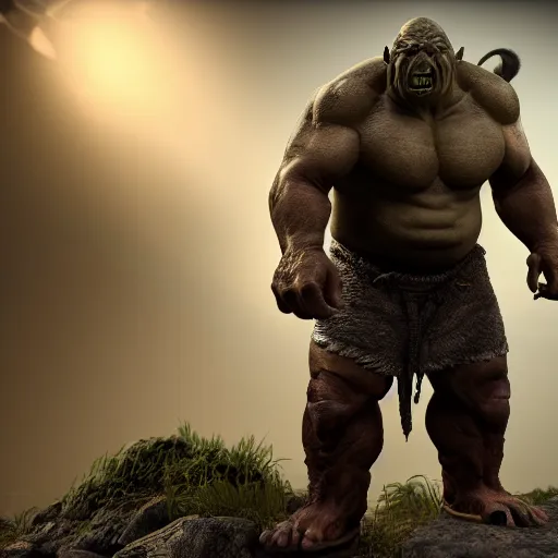 Image similar to an orc, full body, high detail, hd render 8 k 3 d, photorealistic, dramatic lighting