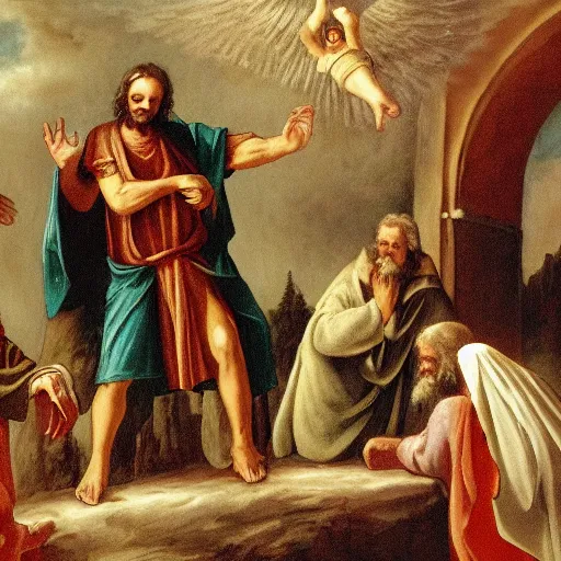 Prompt: the Jewish Messiah welcoming the redeemed into heaven