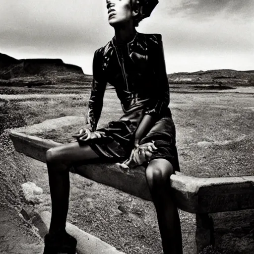 Prompt: a portrait of a character in a scenic environment by Steven Meisel