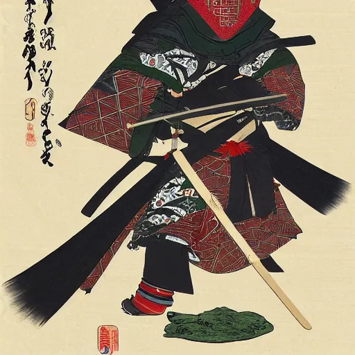 Image similar to kanabo wielding woman samurai wearing the yoroi of shugoki from forhonorgame, masked kabuto, ukiyo - e