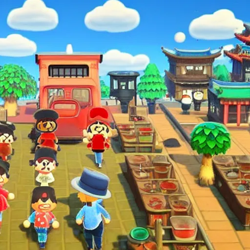 Prompt: a chinatown in animal crossing