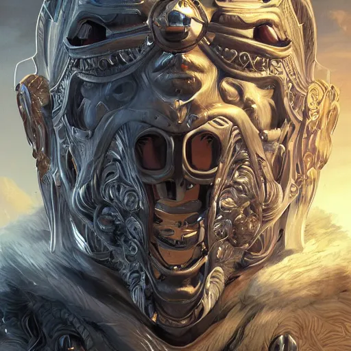 Image similar to Very very very very highly detailed epic photo of face with beautiful ornamental venetian mask, intricate, dystopian, sci-fi, extremely detailed, digital painting, artstation, concept art, smooth, sharp focus, illustration, intimidating lighting, incredible art by Artgerm and Vincent di Fate and Anton Pieck