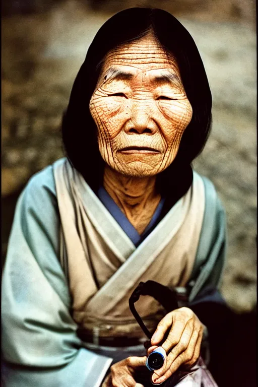 Image similar to photograph of an old japanese woman, photograph by steve mccurry