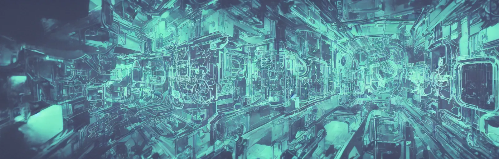 Image similar to photograph of a pastel screen print of a world locked in a mechanical box. designed by Ash Thorp.