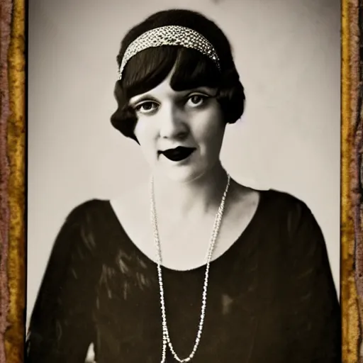 Image similar to a portrait photo of a 1 9 2 0 s woman in a flapper dress, highly detailed, dark, atmospheric, lovecraft