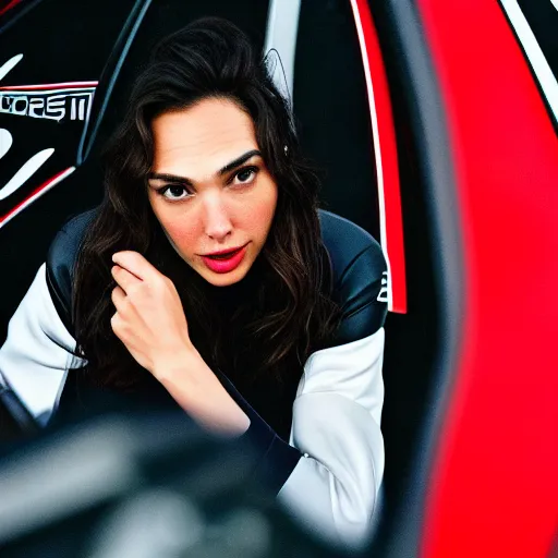 Image similar to gal gadot as a formula one driver, nikon 3 5 mm portrait photography, ultra realistic