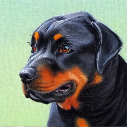 Prompt: rottweiler portrait rococo oil painting