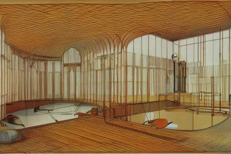 Image similar to bauhaus tank interior by augustus pugin